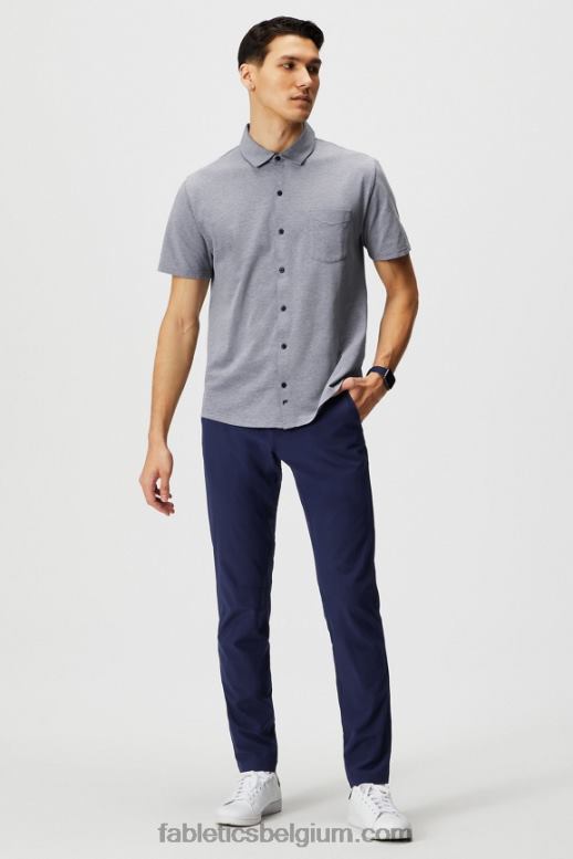 diepe marine heide Heren de dash korte mouw knop omhoog Fabletics LH20J3540