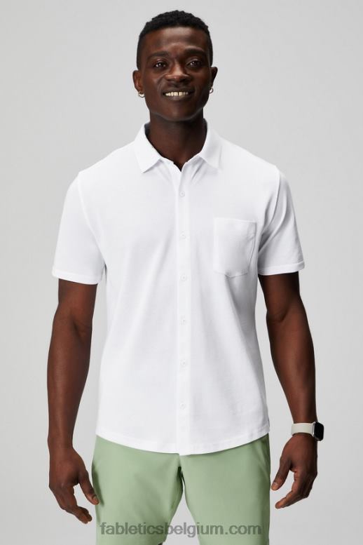 klassiek wit Heren de dash korte mouw knop omhoog Fabletics LH20J3536