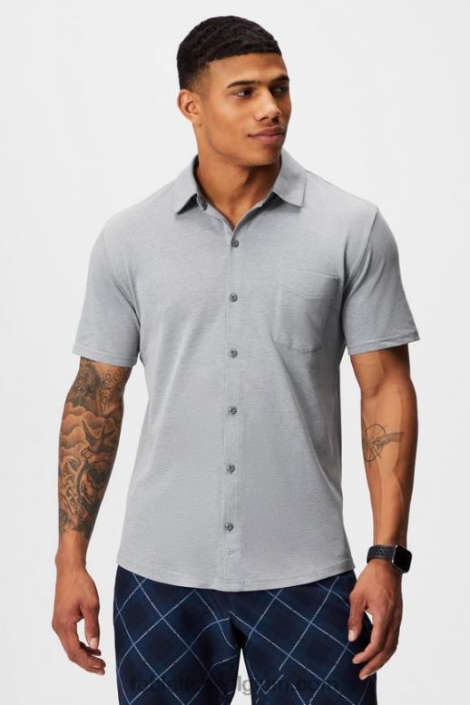 klassieke grijze heide Heren de dash korte mouw knop omhoog Fabletics LH20J3539