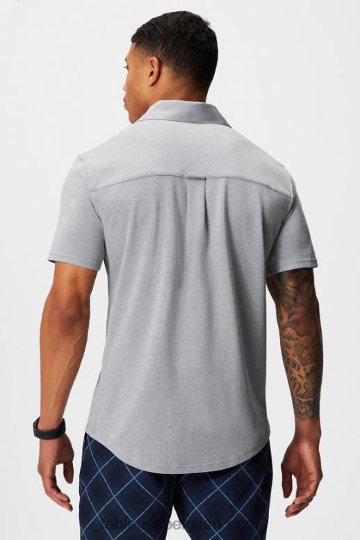 klassieke grijze heide Heren de dash korte mouw knop omhoog Fabletics LH20J3539