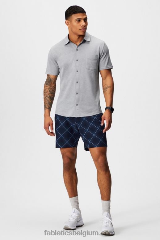 klassieke grijze heide Heren de dash korte mouw knop omhoog Fabletics LH20J3539