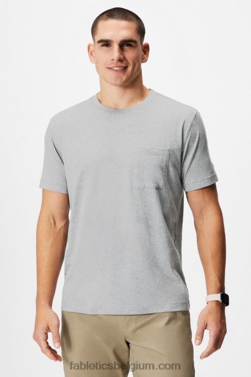 klassieke grijze heide Heren het 24-7 pocket-T-shirt Fabletics LH20J3454