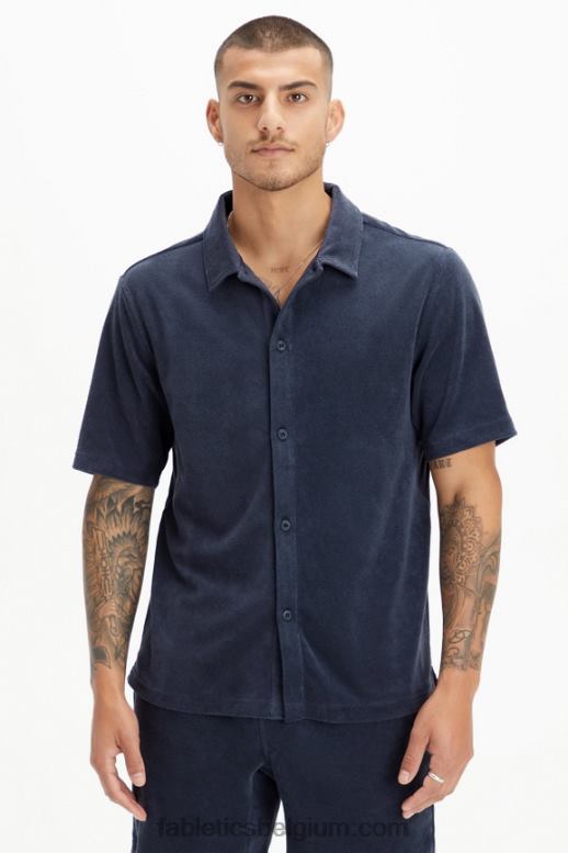 klassieke marine Heren het eiland badstof knop omhoog Fabletics LH20J3557