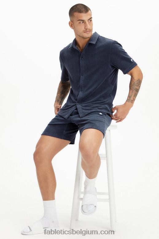 klassieke marine Heren het eiland badstof knop omhoog Fabletics LH20J3557