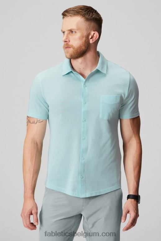 noordse blauwe heide Heren de dash korte mouw knop omhoog Fabletics LH20J3537