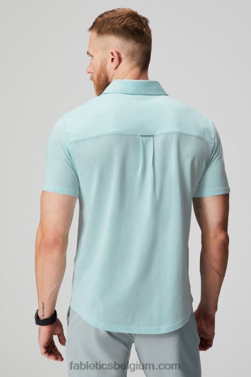 noordse blauwe heide Heren de dash korte mouw knop omhoog Fabletics LH20J3537