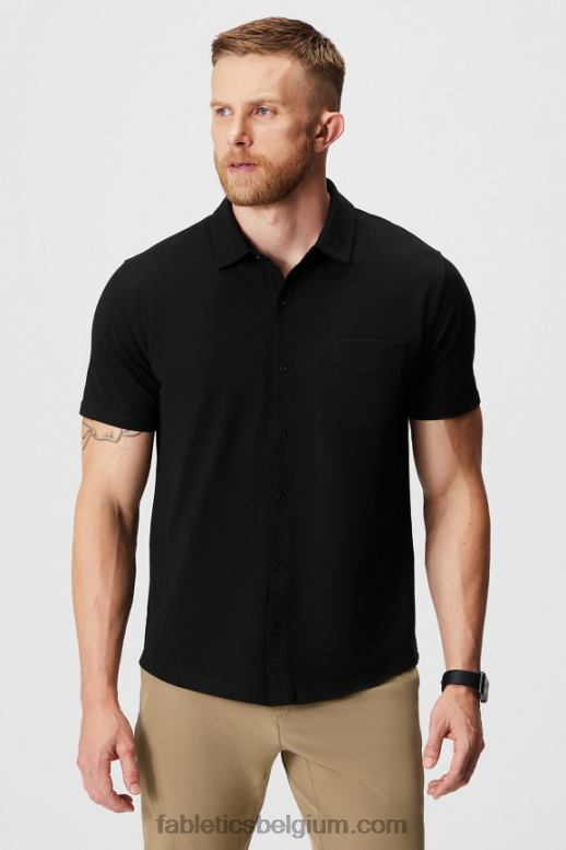 zwart Heren de dash korte mouw knop omhoog Fabletics LH20J3535