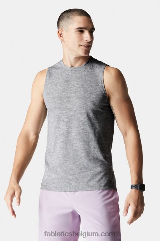 grijze heide Heren het mouwloze T-shirt op de eerste rij Fabletics LH20J3400