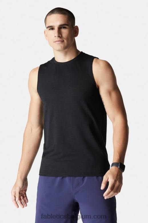 zwart Heren het mouwloze T-shirt op de eerste rij Fabletics LH20J3401