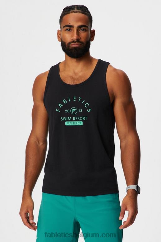 zwart zwemmen Heren de 24-7 tank Fabletics LH20J3378