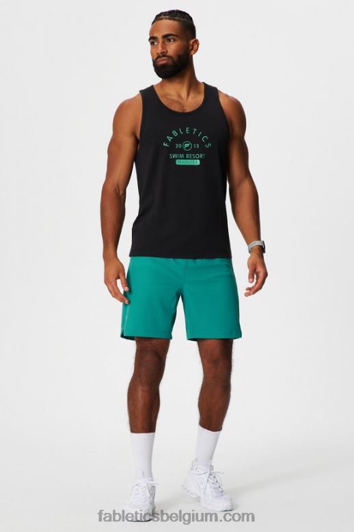 zwart zwemmen Heren de 24-7 tank Fabletics LH20J3378
