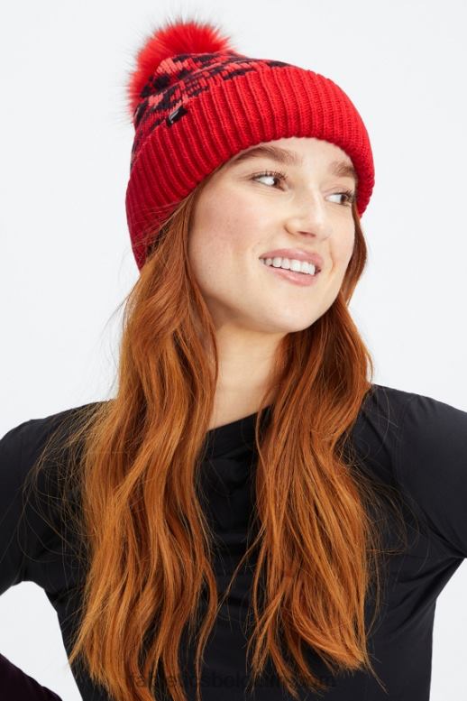 elektrisch kers luipaard/elektrisch kers vrouwen gebreide muts met pompons Fabletics LH20J3021
