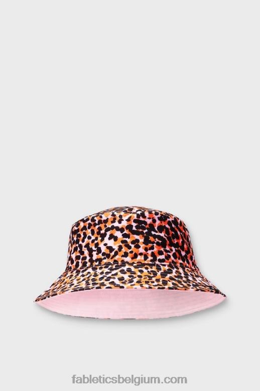 flitsoranje safarivlekken/roze ballerina vrouwen omkeerbare vissershoed Fabletics LH20J3019