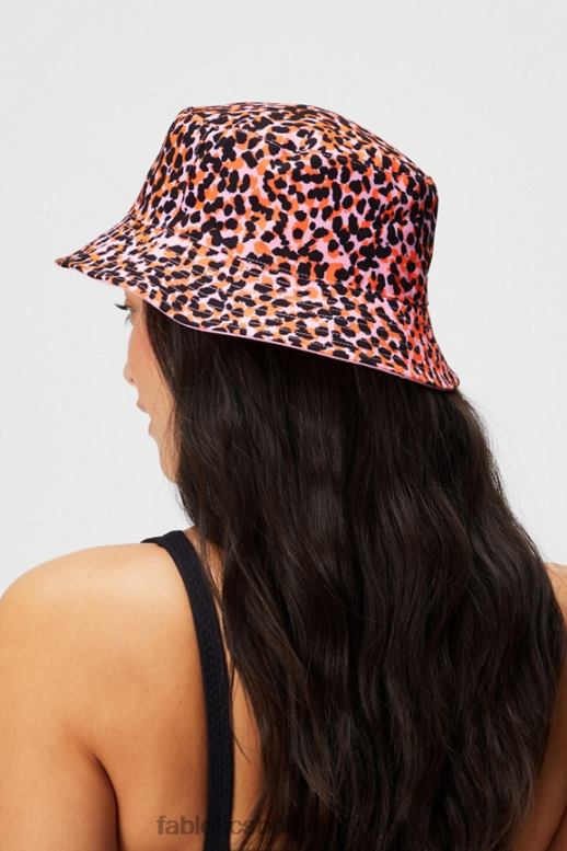 flitsoranje safarivlekken/roze ballerina vrouwen omkeerbare vissershoed Fabletics LH20J3019