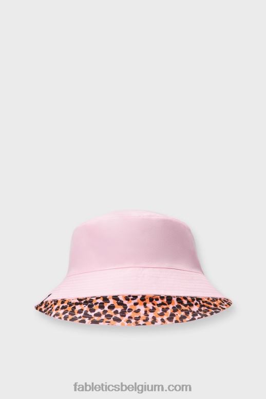 flitsoranje safarivlekken/roze ballerina vrouwen omkeerbare vissershoed Fabletics LH20J3019
