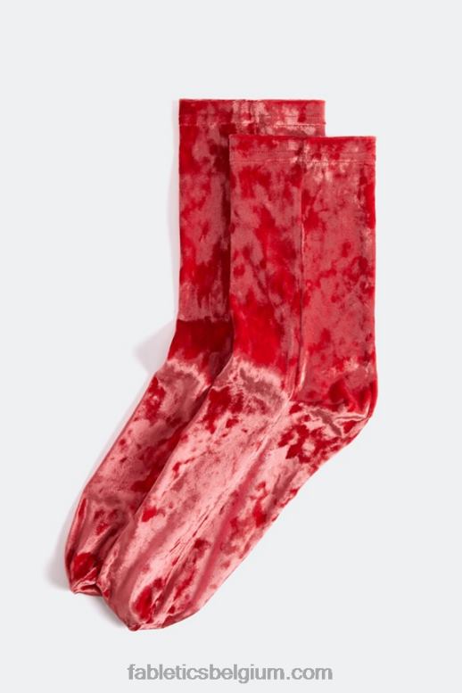 aardbei rood vrouwen stretch velours sok 6