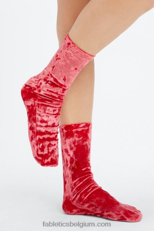 aardbei rood vrouwen stretch velours sok 6