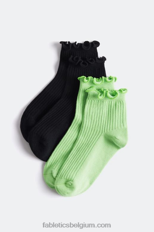 wasabi/zwart vrouwen 2-pack wolk naadloze sla rand 4'' sok Fabletics LH20J2985
