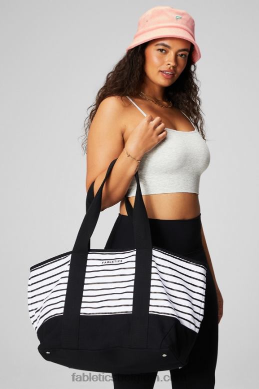 franse zwarte streep vrouwen canvas markttas Fabletics LH20J2917