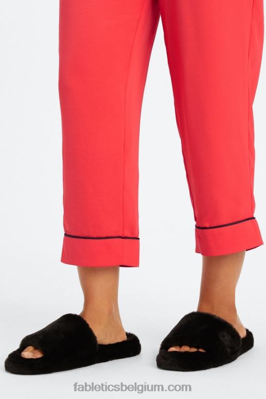 aardbei rood/zwart vrouwen ecosatin crop broek Fabletics LH20J51
