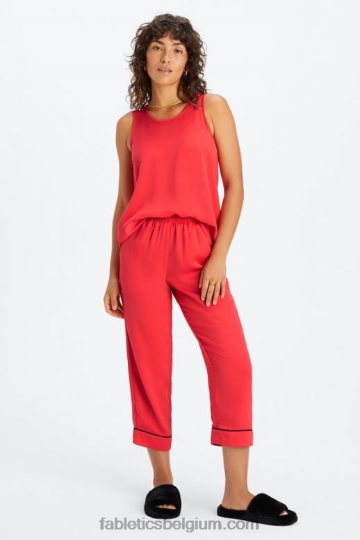 aardbei rood/zwart vrouwen ecosatin crop broek Fabletics LH20J51