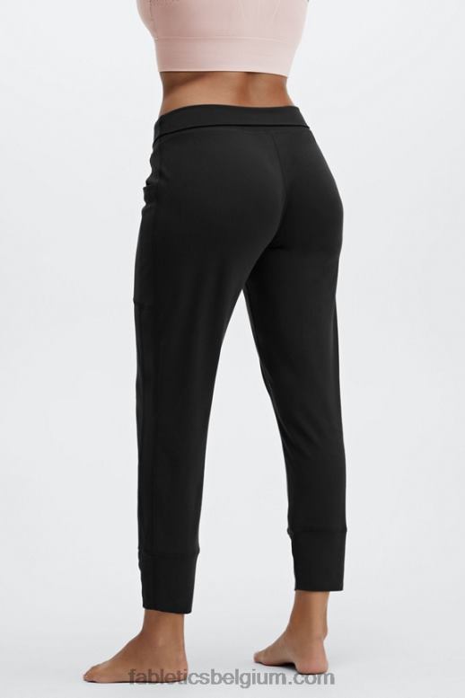 collegiaal marineblauw/klassiek wit vrouwen strakke gebreide broek met trekkoord Fabletics LH20J153