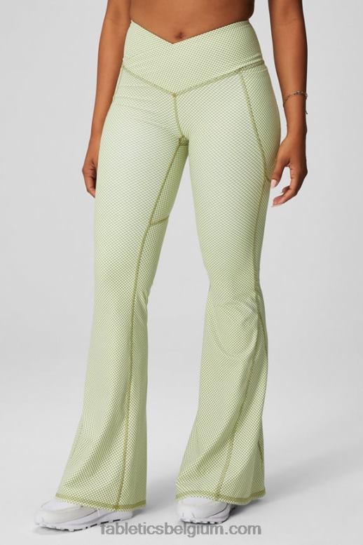 diep marineblauw/elektrisch blauw vrouwen crossover flare met hoge taille Fabletics LH20J43