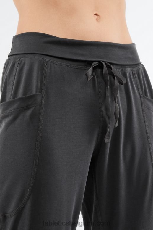 diep marineblauw/elektrisch blauw vrouwen strakke gebreide broek met trekkoord Fabletics LH20J158