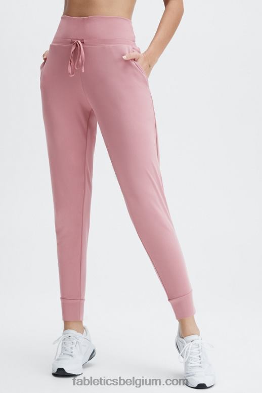 diep marineblauw/reflecterend logo vrouwen eco gestroomlijnde gebreide broek met trekkoord Fabletics LH20J101