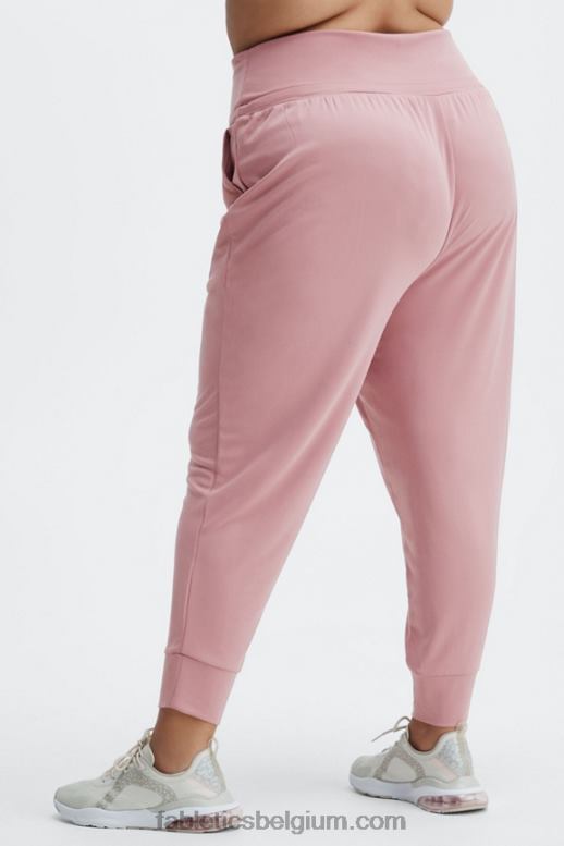 diep marineblauw/reflecterend logo vrouwen eco gestroomlijnde gebreide broek met trekkoord Fabletics LH20J102