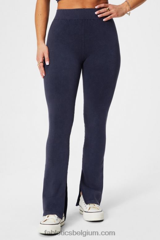 donker indigo vrouwen wolk naadloze high-waisted split flare Fabletics LH20J1