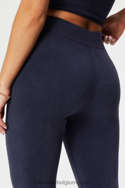 donker indigo vrouwen wolk naadloze high-waisted split flare Fabletics LH20J1