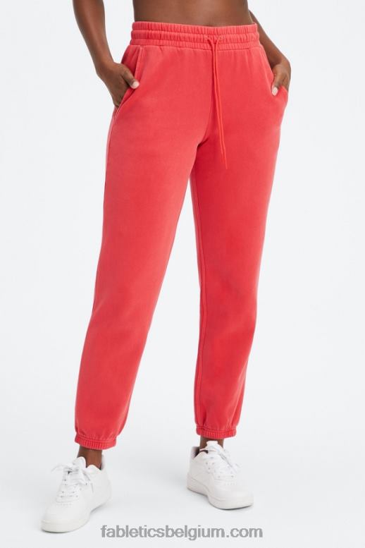 gewassen elektrische kers/wit vrouwen forever fleece joggingbroek Fabletics LH20J73