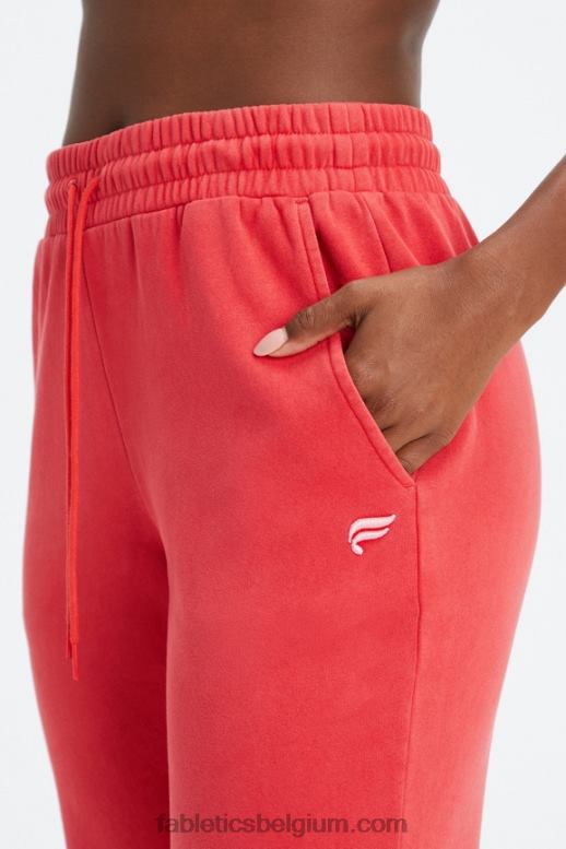 gewassen elektrische kers/wit vrouwen forever fleece joggingbroek Fabletics LH20J73