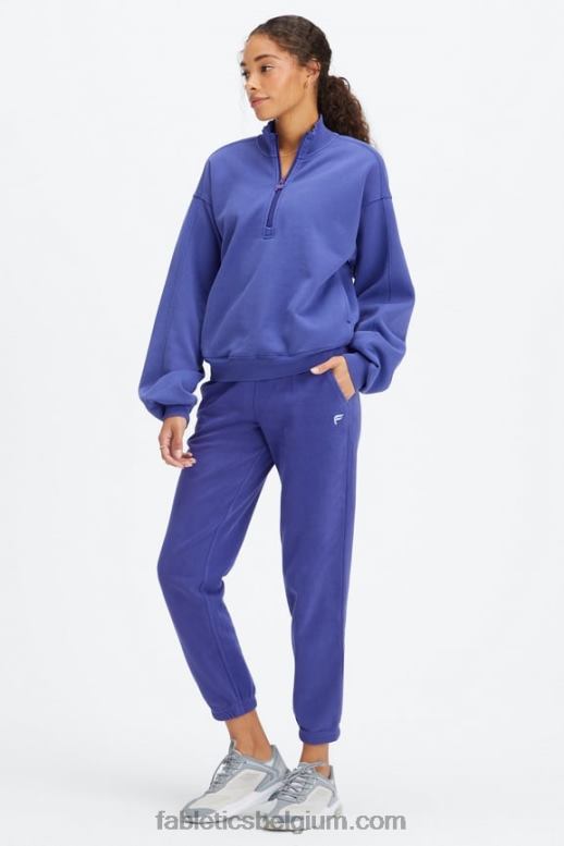 gewassen indigo/wit vrouwen forever fleece joggingbroek Fabletics LH20J74