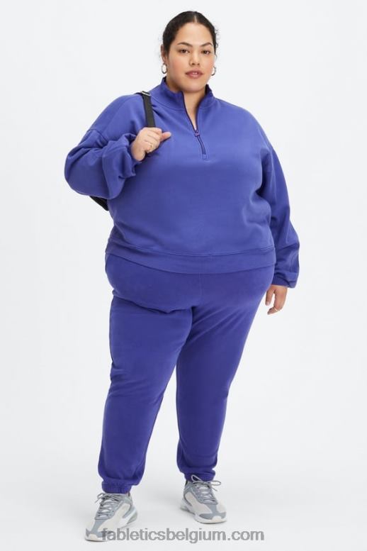 gewassen indigo/wit vrouwen forever fleece joggingbroek Fabletics LH20J75