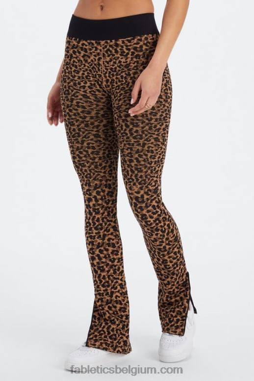 golvend cheetah/zwart vrouwen wolk naadloze high-waisted split flare Fabletics LH20J4