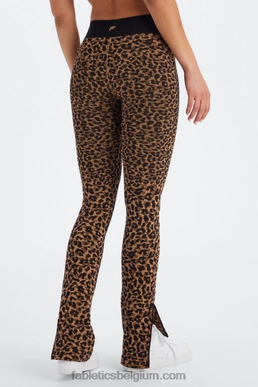 golvend cheetah/zwart vrouwen wolk naadloze high-waisted split flare Fabletics LH20J4