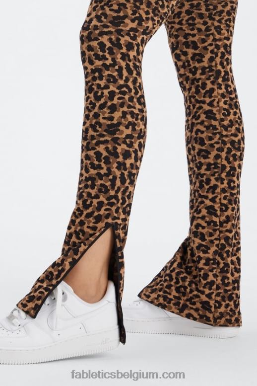 golvend cheetah/zwart vrouwen wolk naadloze high-waisted split flare Fabletics LH20J4