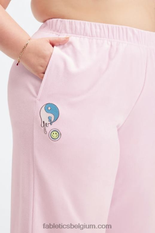 koraal luipaard/reflecterend zilver vrouwen handdoekbadstof joggingbroek met wijde pijpen Fabletics LH20J137