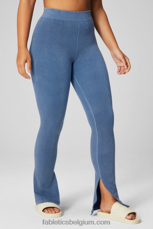 licht indigo vrouwen wolk naadloze high-waisted split flare Fabletics LH20J2