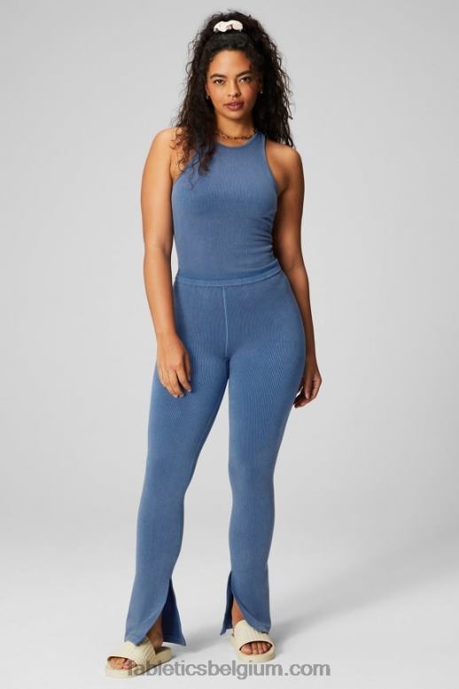 licht indigo vrouwen wolk naadloze high-waisted split flare Fabletics LH20J2