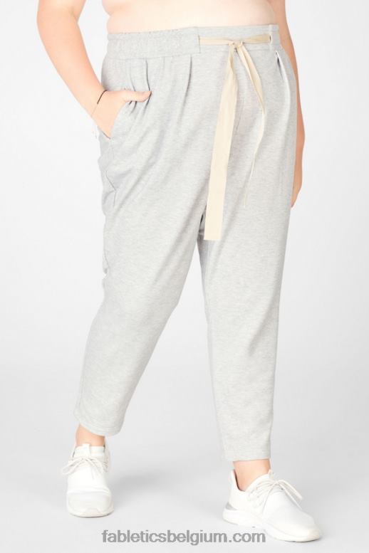 lichtgrijze heide/latte vrouwen amaril taps toelopende broek Fabletics LH20J210