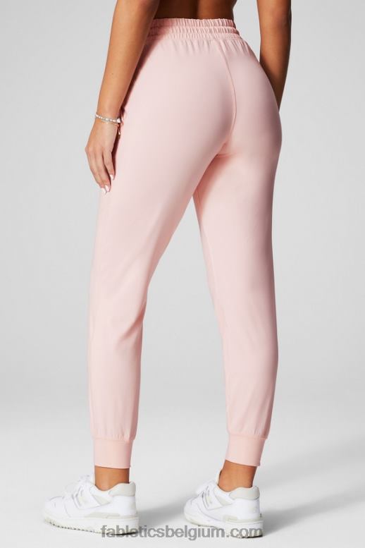 lichtgrijze heide/latte vrouwen performance jogger met hoge taille Fabletics LH20J36