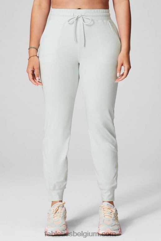 lichtgrijze heide/latte vrouwen performance jogger met hoge taille Fabletics LH20J37