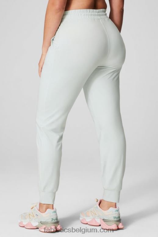 lichtgrijze heide/latte vrouwen performance jogger met hoge taille Fabletics LH20J37
