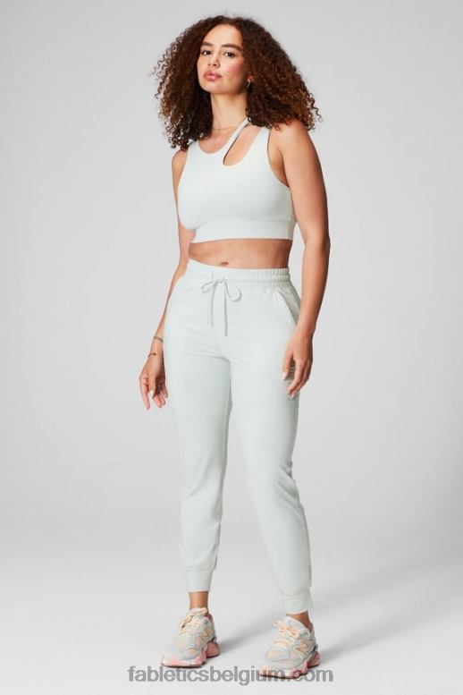 lichtgrijze heide/latte vrouwen performance jogger met hoge taille Fabletics LH20J37