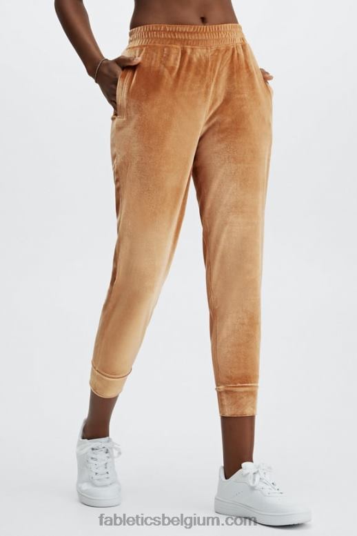 maagdenpalm punch/grasgroen vrouwen luxe velours joggingbroek Fabletics LH20J148