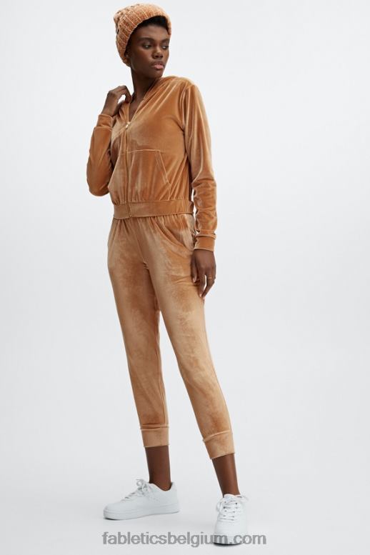 maagdenpalm punch/grasgroen vrouwen luxe velours joggingbroek Fabletics LH20J148