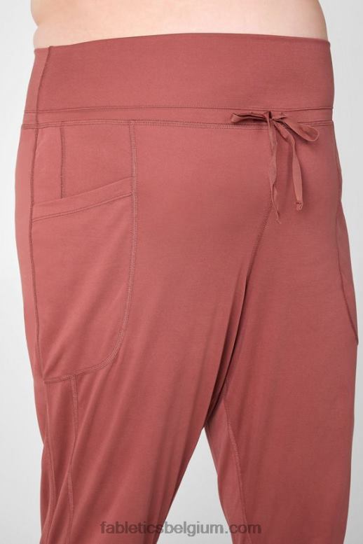 middagzon/roze botercreme vrouwen strakke gebreide broek met trekkoord Fabletics LH20J160